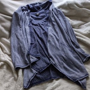 Cable & Gauge Striped Hooded Cardigan